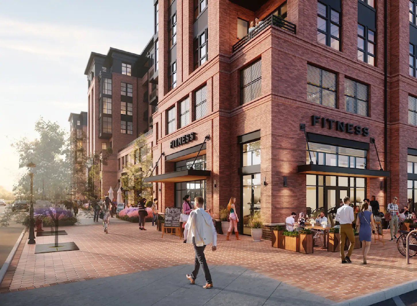 downtown rendering man walking